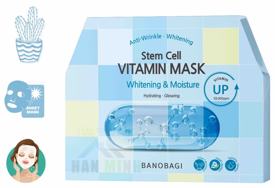 Mặt nạ Banobagi Stem Cell Vitamin Mask Whitening& Moisture hộp 10 cái
